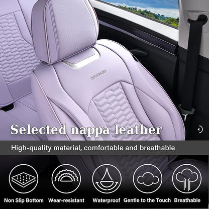 Coverado Seat Covers Front Seats, Luxury Leather Purple Car Seat Cover, Waterproof Automotive Car Seat Covers Protector Interior Accessories Universal Fit Most Sedans, SUVs, Pick-up Trucks