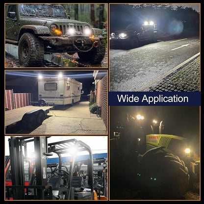 7 Inch Round LED Off Road Lights, 201W 12000lm LED Light Pods, Offroad Driving Fog Lights Work Lights for Trucks Tractor Snowmobile Golf Cart ATV UTV RV Plower, 4 Pack with Wiring Harness