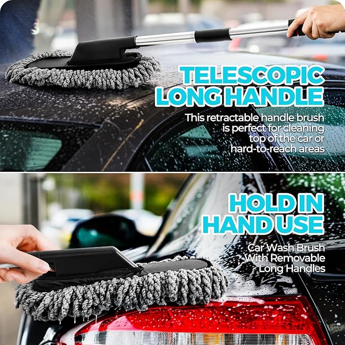 ALFLOD 30Pcs Car Detailing Kit, Car Detailing Brush Set, Car Wash Cleaning Kit, Car Dusters Extendable Handle Cleaning Exterior, Car Cleaning Gel, Car Cleaning Tools Kit for Interior, Exterior, Wheels