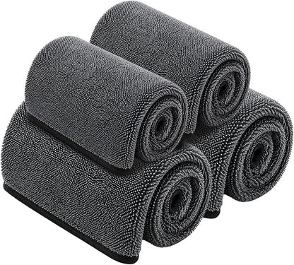 4 Pcs Car Drying Towel Set, 35.4 x 23.6 in & 15.7 x 11.8 in Microfiber Drying Towels, Thick Twisted-Loop Highly Absorbent Quick Dry Cloth for Car Wash, Detailing, Home & RV Use, Gray