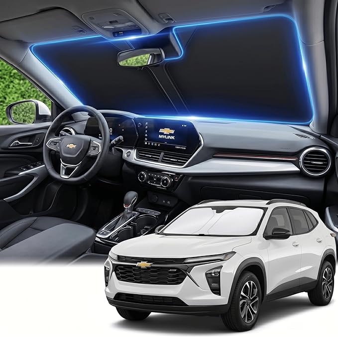 Windshield Sun Shade for Chevy/Chevrolet Trax 2013-2024 2025 Sunshade Front Window Shade Custom Fit Trax Accessories Sun Visor Foldable Shade Blocks UV Rays Accessories