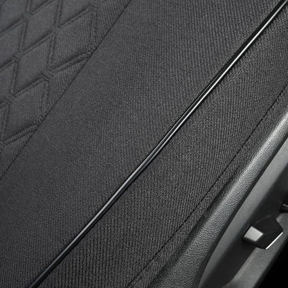 West Llama Linen Front Car Seat Cover Protector Anti-Slip Bottom Seat Cover Fits 95% of Vehicles,Wrapping Around The Bottom,Diamond Pattern(Black-1Pcs)