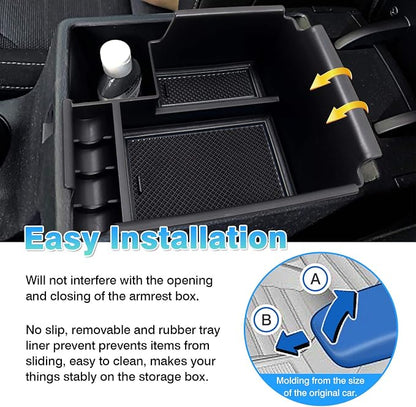 Autorder Center Console Organizer for 2019-2024 Kia Forte Accessories Armrest Storage Box Secondary Insert Tray with 2 Color Mats
