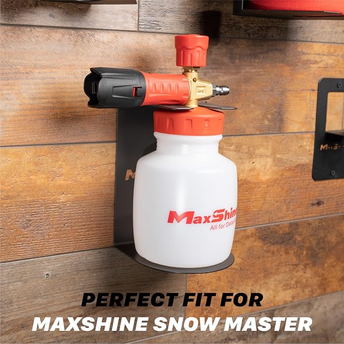 Maxshine Universal Foam Cannon Holder - Wall-Mounted Organizer for Garage & Mobile Detailing, Holds Foam Cannons, Compatible with 1/4” Quick Connect (1 Cannon (M Logo))