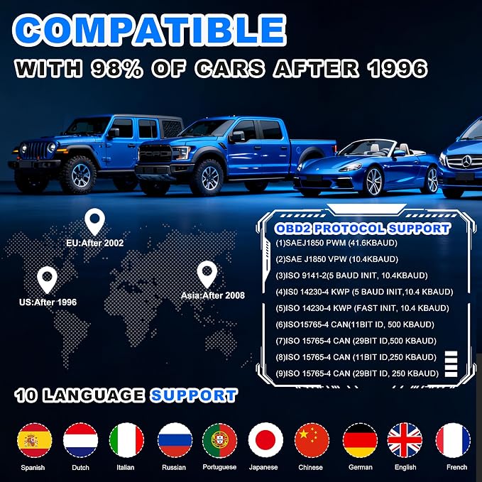 OBD2 Scanner Tool, Upgraded V519 Vehicle Code Reader for Check Engine Light Clear Fault Codes, Live Data Professional OBDII Scan Tool for 1996 OBD2 Protocol Vehicle, Blue