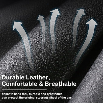 Beige Embroidery Butterfly Car Steering Wheel Cover,14.5-15 Inch Universal Leather Covers Breathable Anti-Slip Odorless Steering Wheels Accessories for Men Women