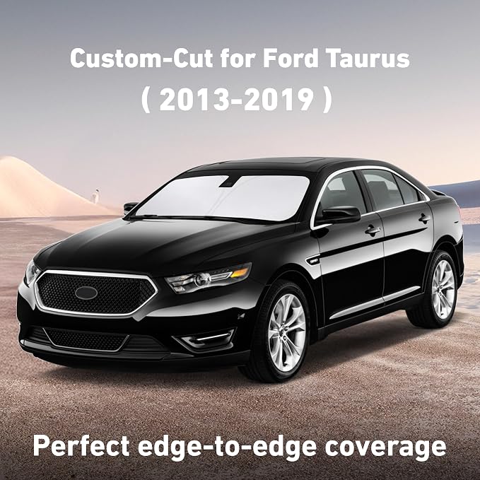 EcoNour Windshield Sunshade Compatible for Ford Taurus 2013-2017 2018 2019, Sun Visor for Front Windshield & Window Sun Shade Cover, UV Heat Blocker & Protector, Car Accessories