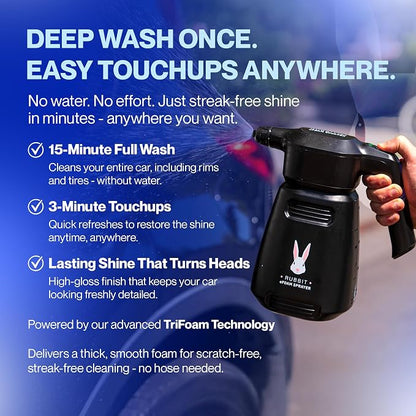 Electric Plus Kit, Waterless Car Wash Kit, Rechargeable Electric Sprayer, Foam 2.0 Solution, 6 Reusable Microfiber Towels, & Air Freshener, Car Cleaning Supplies, 9 Piece Auto Cleaning Kit