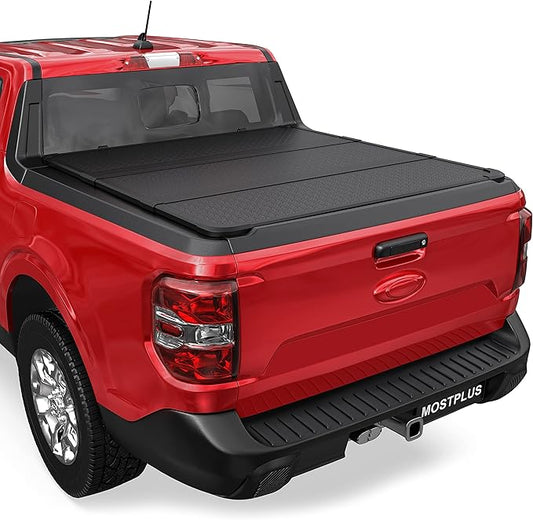 MOSTPLUS Tri-Fold Hard Truck Bed Tonneau Cover On Top Compatible with 2022 2023 2024 2025 2026Ford Maverick Bed 3 Fold Fleetside (4.5 FT Feet Bed-54.4 inch