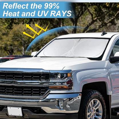for Silverado Windshield Sun Shade Sunshade for 2019-2026 Chevy Silverado 1500 Truck Accessories Regular cab, Crew cab, Double Cab 2Door 4Door Windshield Cover 210T Reflective Window Protector
