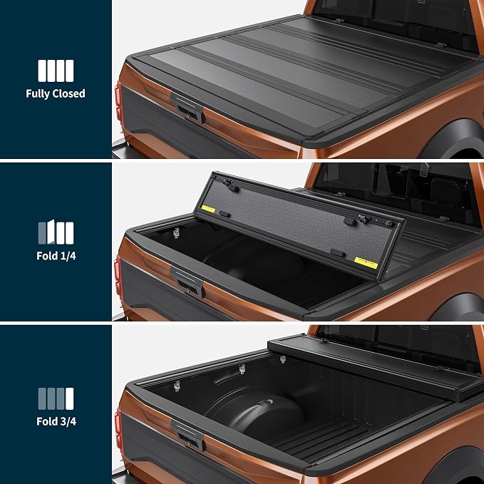 OEDRO Hard Quad-Fold Low-Profile Tonneau Cover Fit for Chevy Colorado/GMC Canyon 2015-2026 with 5.2ft Bed