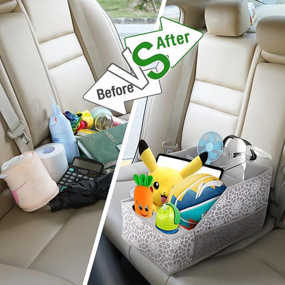 MULISOFT Car Seat Organizer- Backseat Car Organizer with 12 Storages Compartments and 2 Cup Holders, Organizers and Storage, Front Seat for Travel Kids,Gray