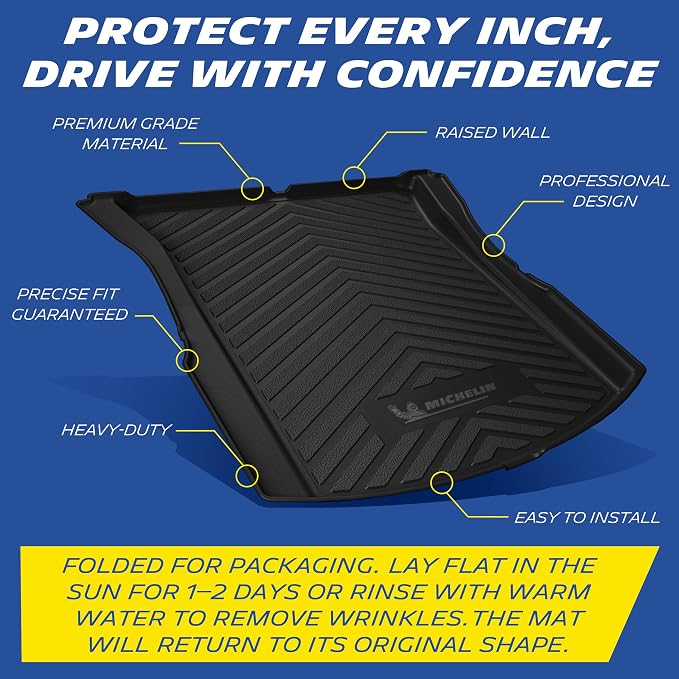 Michelin Vehicle Mat, All-Weather TPE Custom Fit Liner for Tesla Model 3 Trunk Mat 2024-2027(1 Piece), Premier