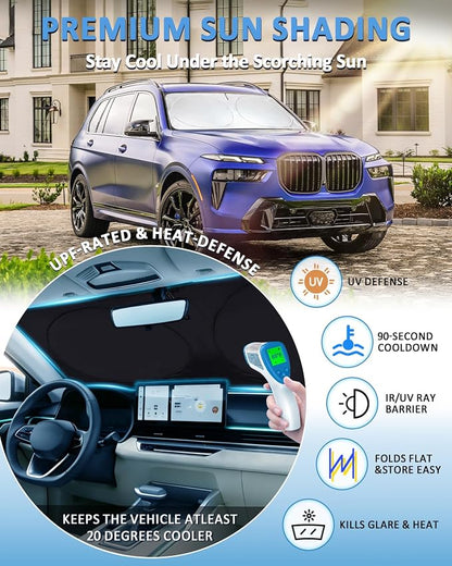 Sunshade for X7 Windshield Sun Shade Custom Fit for 2018-2025 2026 BMW X7 Accessories Foldable Front Window Shield Cover Sun Visor Protector Automotive Interior Protector Block UV Rays