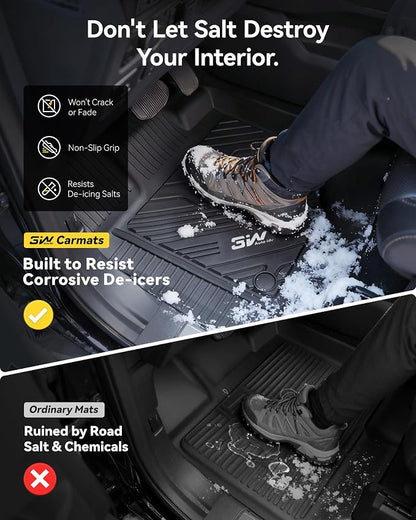 3W Floor Mats & Cargo Liner (with Subwoofer) Fit Kia Sportage Gas (Not Fit Hybrid or PHEV) 2023-2025 2026 TPE All Weather Custom Fit Floor Liner for Kia Sportage Full Set Car Mats, Black