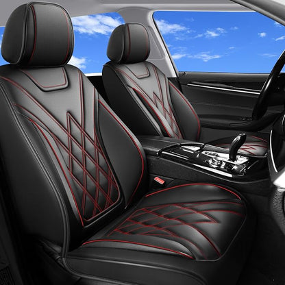 Car Seat Covers Compatible with Hyundai Santa Cruz 2022-2026 - Full Set 5 Seats Luxury Leather All-Weather Seat Cushions & Protectors, Waterproof & Breathable, Airbag Compatible (Redline)
