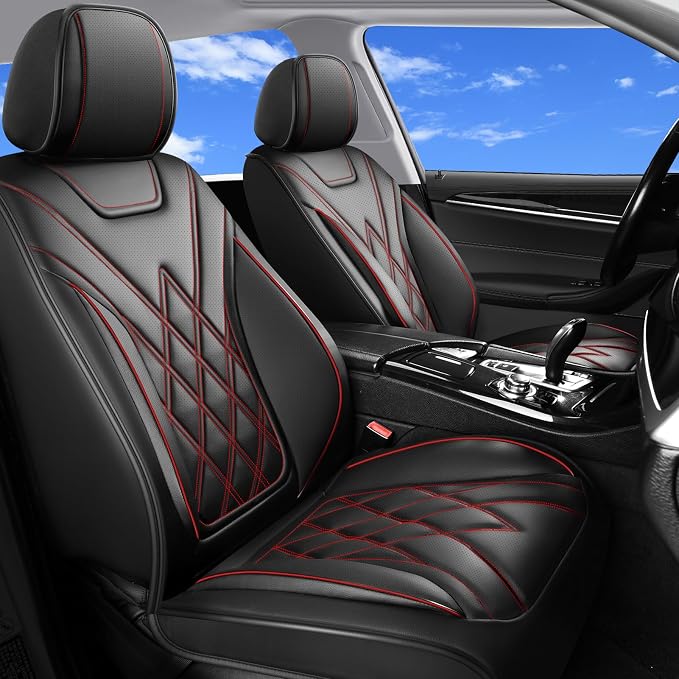 Car Seat Covers Compatible with Hyundai Tucson 2010-2025 2026- Full Set 5 Seats Luxury Leather All-Weather Seat Cushions & Protectors, Waterproof & Breathable, Airbag Compatible (Redline)
