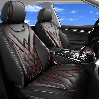 Car Seat Covers Compatible with Hyundai Accent 2017-2026 - Waterproof & Breathable Luxury Leather All-Weather Seat Cushions Protectors, Airbag Compatible, Only 2 Front seat Covers (Redline)