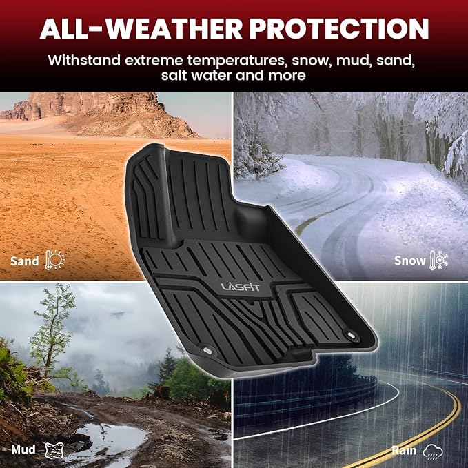 LASFIT Floor Mats & Trunk Mat for Honda CR-V 2017-2022 Gas Only (Upper Position), All Weather Protection TPE Floor Liners 1st & 2nd Row & Cargo Mat Full Set, Black