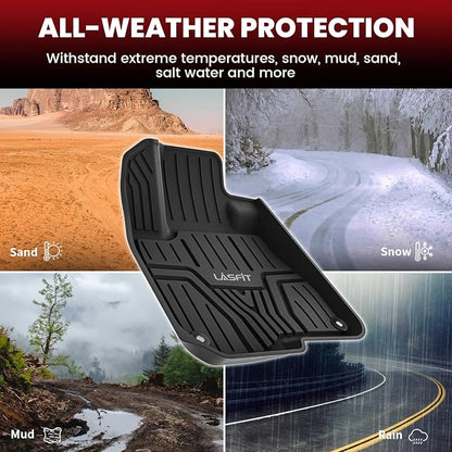LASFIT Floor Mats & Trunk Mat for Honda CR-V 2017-2022 Gas Only (Upper Position), All Weather Protection TPE Floor Liners 1st & 2nd Row & Cargo Mat Full Set, Black