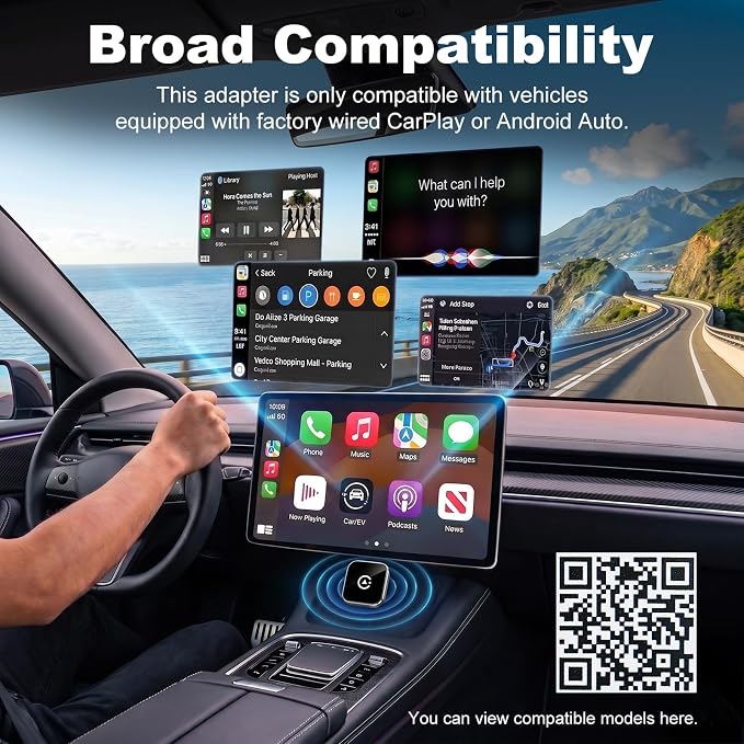 Bose Wireless CarPlay and Android Auto Adapter, Plug and Play Wired to Wireless CarPlay Dongle, Fast Auto-Connect, Type-C & USB Cable Included, Compatible with 800+ Cars, Supports iOS 10+