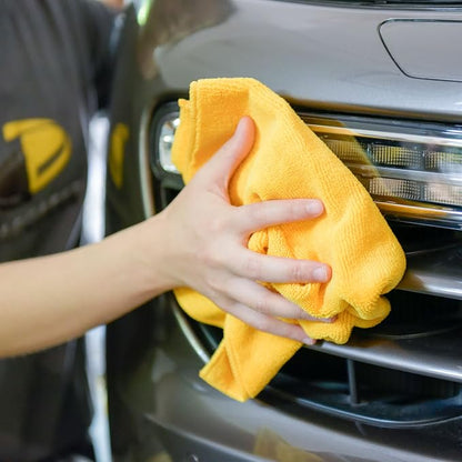 CARCAREZ Premium Microfiber Detailing Towels, 340 GSM Lint Free Car Buffing Waxing Polishing Drying Towels (6, Yellow, 16x16 Inch)