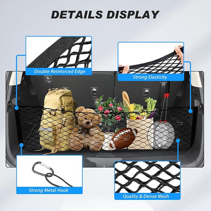 Karltys Cargo Net for Honda Pilot 2023-2026 Trunk Net | Envelope Style Elastic Mesh Net | Heavy Duty Metal Hooks | Honda Pilot Accessories