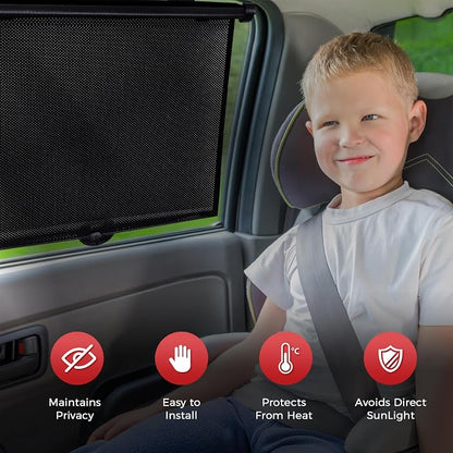 PLTCAT Car Side Window Sun Shades for Baby, 2 Pack UV Protection Breathable Mesh Sunshade, Universal Fit Auto Sun Visor for Kids Pets Travel Privacy Protection (Standard-16''x18'')