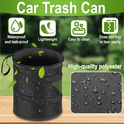 ecocstm 2 PCS Car Trash Can, Collapsible Pop-up Car Garbages Can, Car Accessories Portable Garbage Bin with Elastic Band, Waterproof Small Garbage Can for Back Seat Front Seat, for Outdoor Traveling