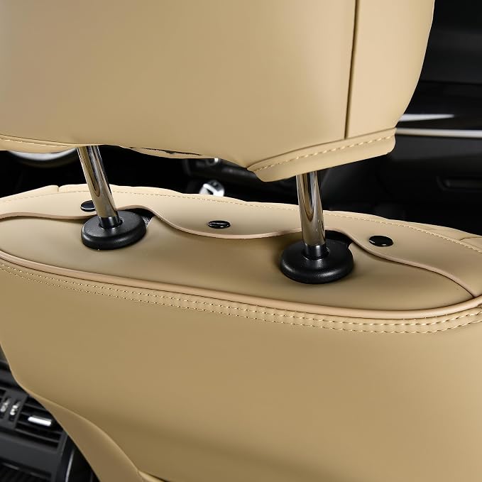 FLORICH Leather Seat Covers, Seat Covers Full Set, Car Seat Protectors 5 Seats, Automotive Seat Covers Fit for Most Cars Trucks-Beige