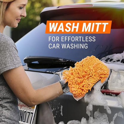 Armor All Microfiber Car Wash Mitt by Armor All, Noodle Tech Car Wash Glove for Clean Cars, Trucks, Motorcycles, 1 Each