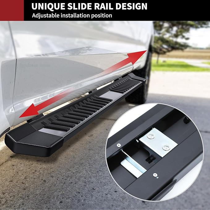 YITAMOTOR 6 Inches Running Boards Compatible with 2007-2018 Chevy Silverado/GMC Sierra 1500 Crew Cab & 2007-2019 2500HD 3500HD Crew Cab Side Steps Textured Black Nerf Bars