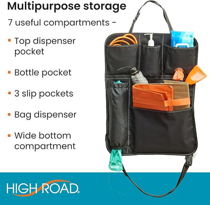 High Road BackPockets Seat Back Organizer - Back of Seat Organizer and Seat Protector with 7 Storage Pockets for Cars, SUVs, Work Trucks and Vans