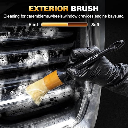 10PCS Car Detailing Brush Set,Boars Hair Car Cleaning Detail Brush kit,Ultra Soft No Scratch Car Dust Brush,Car Interior Detailing Brushes Kit,Detail Brushes Car Detailing for Interior Exterior(gold)