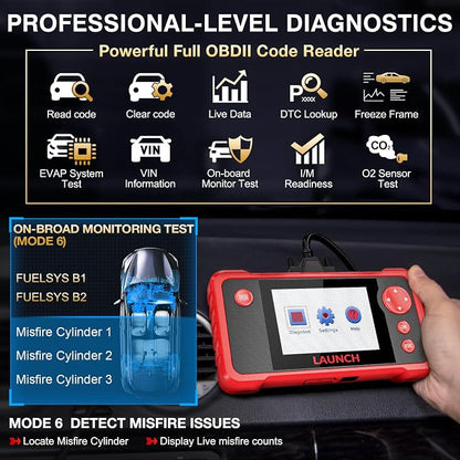 LAUNCH CRP123 V2.0 OBD2 Scanner-2026 New Model Engine/ABS/SRS/Transmission Diagnostic Scan Tool SRS Airbag Code Reader,3 Reset Oil Service/Throttle Relearn/SAS Reset,Lifetime Free Update