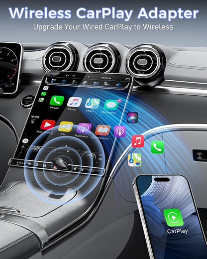 Wireless CarPlay Adapter for Apple iPhone（2026 Upgrade）- Convert Wired CarPlay to CarPlay Wireless Adapter, Stable Connection Compatible with OEM Wired CarPlay Vehicles & iOS 10+ (Black)