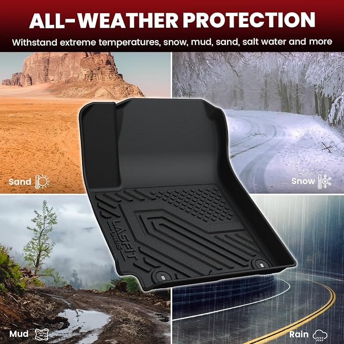 LASFIT Floor Mats & Cargo Mat for Kia Soul 2025 2024 2023 2022 2021 2020 (Fit Cargo Floor in Lower Position), All Weather TPE Car Mats Custom Fit Kia Soul 2020-2025 Floor Liners & Trunk Mat Full Set