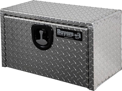 Buyers Products 1705150 Diamond Tread Aluminum Underbody Truck Tool Box, 14 x 12 x 24, Made in USA, .100 in. Thick, Corrosion Resistant, Locking Compression Latch, Secure Storage for Work Trucks