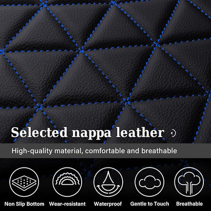 Coverado RAM Seat Cover Full Set, Leather Seat Covers Fit for Dodge RAM 1500, Truck Seat Covers Custom Fit for 2002-2026 Dodge RAM 1500 2500 3500 Crew Quad Cab with Curved Bench, Blue