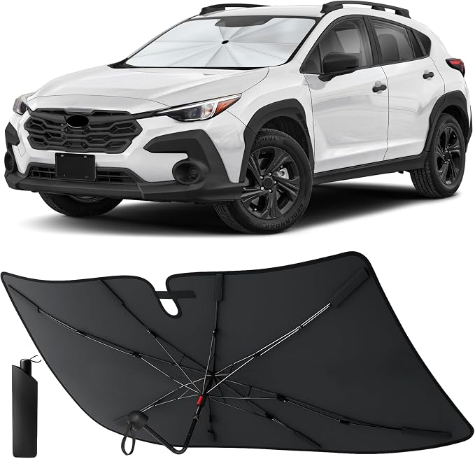 EcoNour Umbrella Foldable Windshield Sun Shade Fit for 2018-2023 2024 2025 Subaru Crosstrek Sunshade, Front Car Window Shades Sun Visor, UV Protection, Heat Blocker, Car Accessories