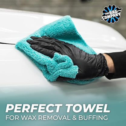 The Rag Company - The Creature Edgeless Microfiber Detailing Towels – 420GSM Professional Grade All-Purpose Cloths for Wax, Polish, & Sealant Removal, Teal, 16in x 16in (10-Pack)