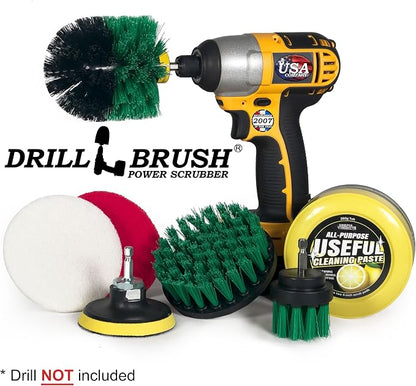 Electric Spin Scrubber Kitchen Cleaning Set with Multi-Purpose Cleaner Paste - Lemon Lime Scented, Stainless Steel Appliance, Oven, Stove Top, Microwave, Sink, Counter Top, Grout, Baseboard Cleaner