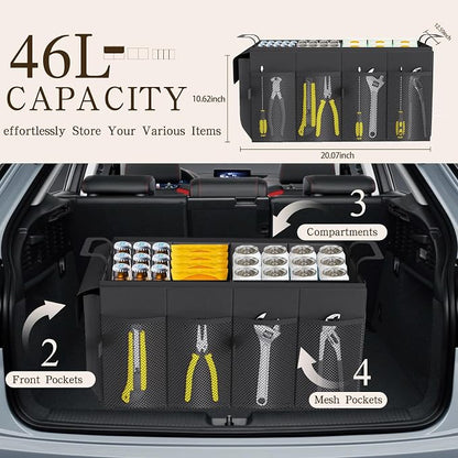Beicarin Car Trunk Organizer Storage Box - Collapsible Car Boot Organizer Tidy Cargo Storage Box Accessories for SUV, MPV, Van, Size M, Black
