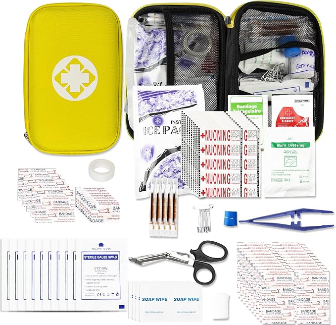 First Aid Kit Car Home Emergency Essential Kits - 277Pcs Basic Hiking Supplies Survival Gear First Aid Set Camping Backpacking Sports Yellow YIDERBO