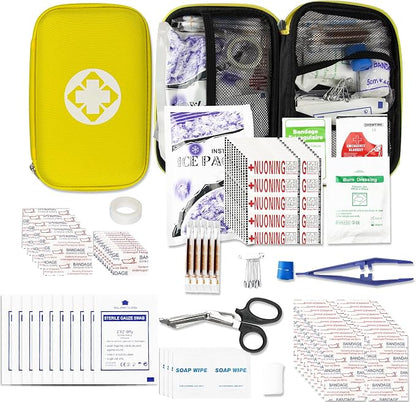 First Aid Kit Car Home Emergency Essential Kits - 277Pcs Basic Hiking Supplies Survival Gear First Aid Set Camping Backpacking Sports Yellow YIDERBO