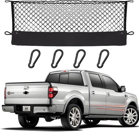 Envelope Style Cargo Net Compatible with Ford Pickup F150 F250 F350, 2026 2025 2024 2023 2022 2021 2020 2019 2018 2017 2016 2015 2014 2013 F-150-350 Trunk Car Rear Tailgate Touring Netting