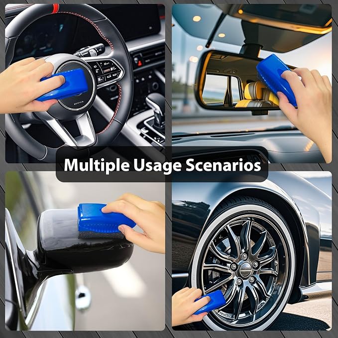 2 Pack Tire Shine Applicator Pads, Reusable Tire Dressing Applicator Sponge, Curved Tire Gel Applicator Forms with Lid, Black Tire Applicator Pads for Car Cleaning Detailing