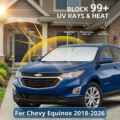 for Chevy Chevrolet Equinox Windshield Sun Shade 2018-2026, Custom Fit Front Window Visor, Foldable UV Ray Blocker, Summer Car Accessory