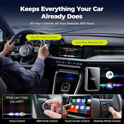 LAMTTO 2-in-1 Car TV Mate Pro – Wireless CarPlay Adapter with HD Media Port Input for TV Stick, Switch to Watch on Car Screen Compatible with Wired CarPlay Touchscreen Cars（2016-2025）