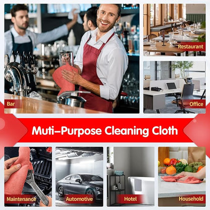 FIXSMITH Red Microfiber Cleaning Cloth -Pack of 8, Highly Absorbent Cleaning Rags, 16"X12" All Purpose Cleaning Towels for Housekeeping, Kitchen, Car, Lint Free and Reusable Microfiber Towels